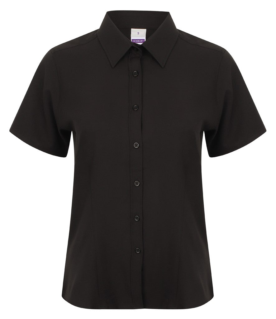 Ladies Wicking Anti-bacterial Short Sleeve Shirt | BLACK